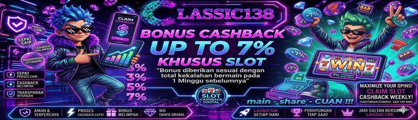 CASHBACK MINGGUAN SLOT UP TO 7% TANPA TO !